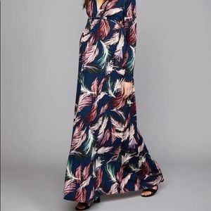Rachel Pally Maternity maxi dress in navy and purple feather print